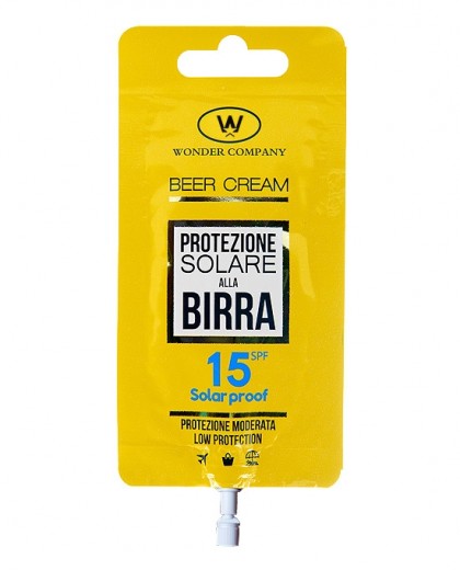 Beer Cream protezione 15<p>Protezione solare 15 alla birra in bustina, 15ml<br /> WONDER COMPANY