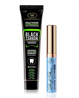 Kit Whitening toothpaste and blue glitter