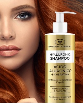 Shampoo capelli ristrutturante nutriente<p>con Acido Ialuronico e Cheratina, 250ml WONDER COMPANY