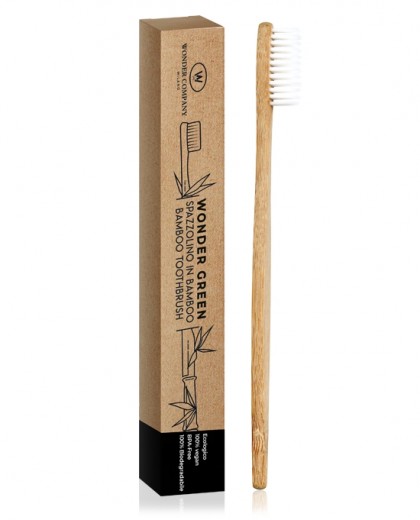 Spazzolino da denti in Bamboo vegan, setole BIANCHE - Wonder Company