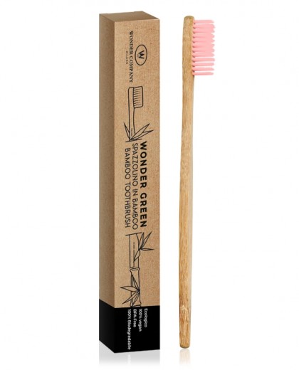 Spazzolino da denti in Bamboo vegan, setole ROSA - Wonder Company