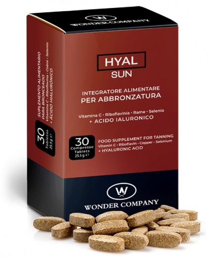 Hyal Sun Integratore Abbronzatura<p>Integratore alimentare per abbronzatura, 30 compresse WONDER COMPANY