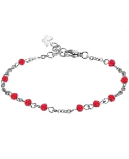 Cavigliera crystal pearls rosario in acciaio & pendente Butterfly<p>Rosso WONDER COMPANY