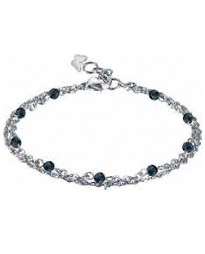 Cavigliera crystal pearls rosario in acciaio & pendente Butterfly<p>Nero WONDER COMPANY