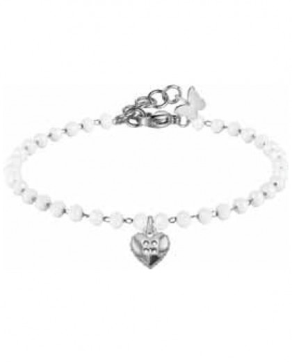 Cavigliera crystal pearls rosario in acciaio & Pendente Butterfly e Cuore<p>Bianco WONDER COMPANY