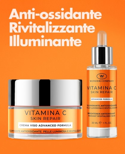 Set viso Vitamina C crema+siero<p>Anti-ossidante + Rivitalizzante + Illuminante con Derma Roller in regalo WONDER COMPANY